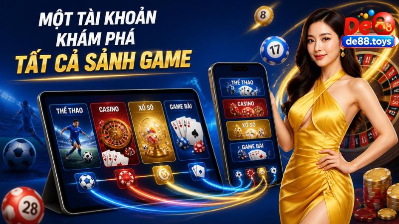 Một tài khoản DE88 truy cập tất cả sảnh game